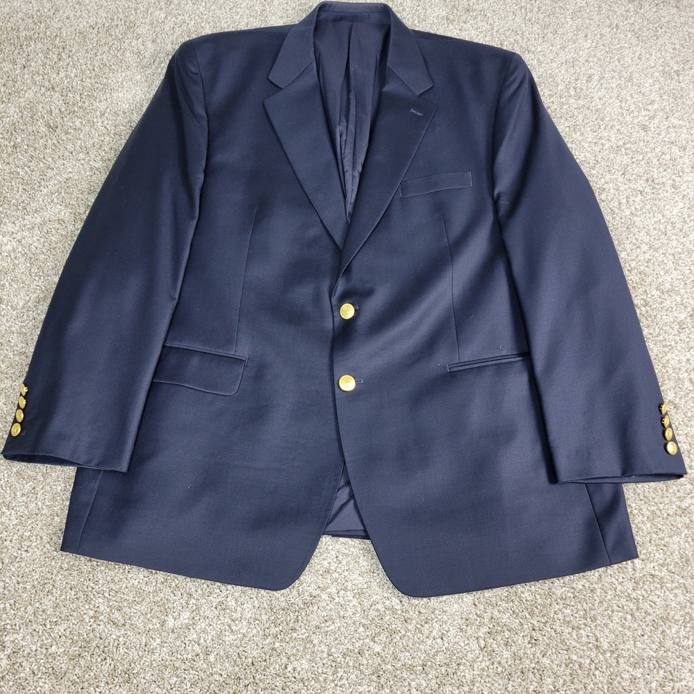 Lauren Ralph Lauren Mens 48R‎ Black Gold Button Blazer Woolmark 100% Wool